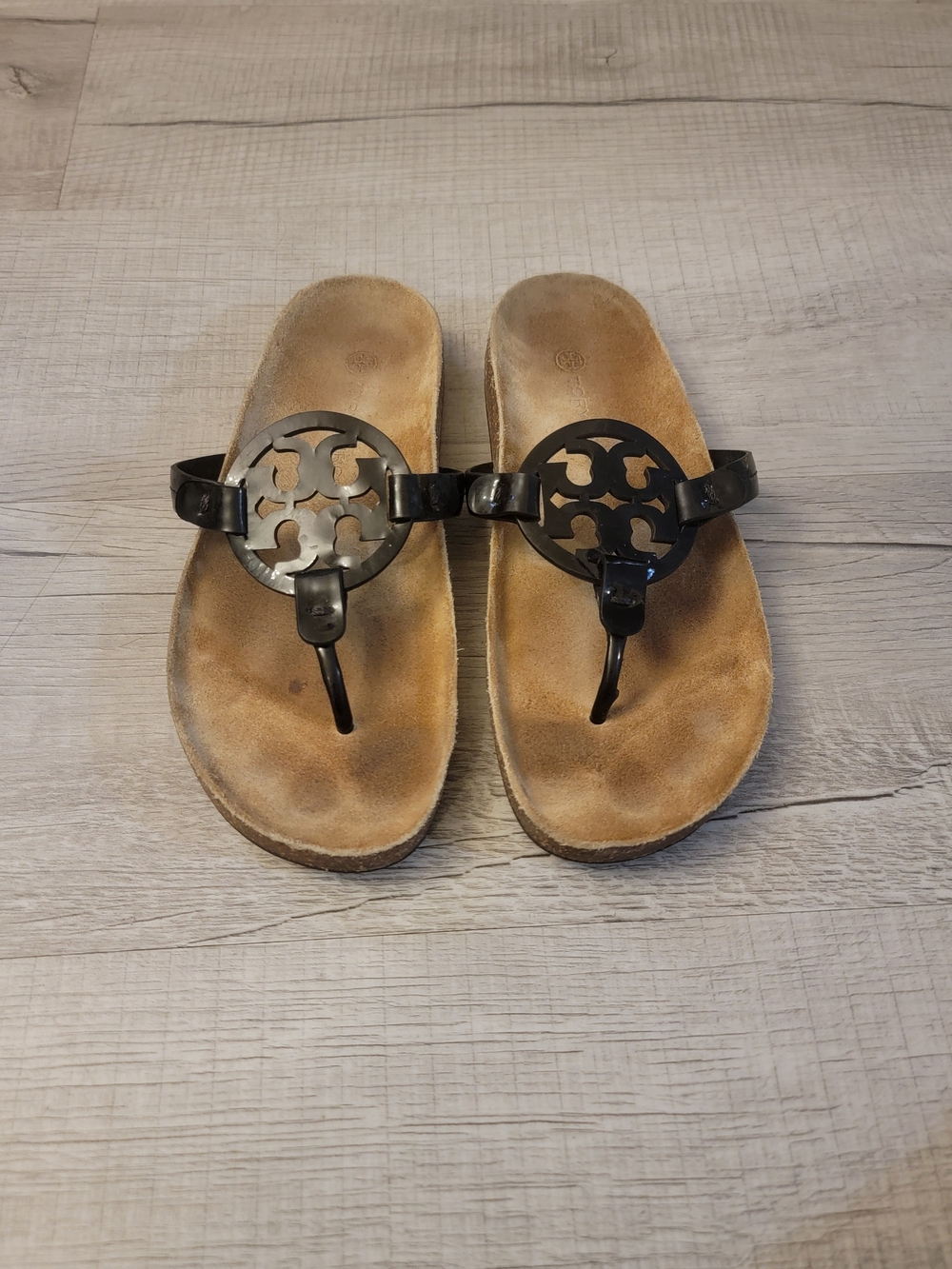 Tory Burch Black Logo Thong Sandals